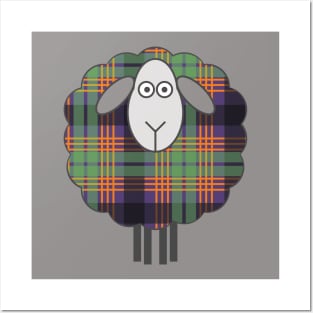 Scottish Halloween Coloured Tartan Patterned Sheep Posters and Art